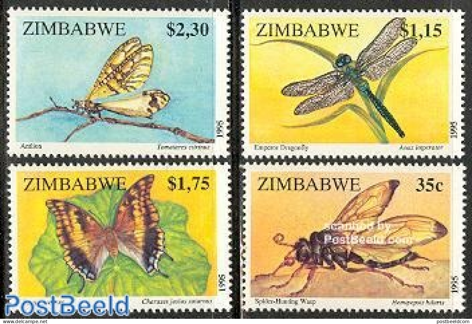 Zimbabwe 1995 Insects 4v, Mint NH, Nature - Insects - Zimbabwe (1980-...)