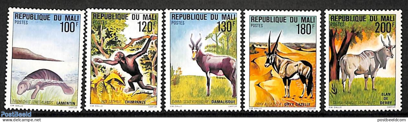 Mali 1979 Endangered Animals 5v, Mint NH, Nature - Animals (others & Mixed) - Monkeys - Sea Mammals - Mali (1959-...)