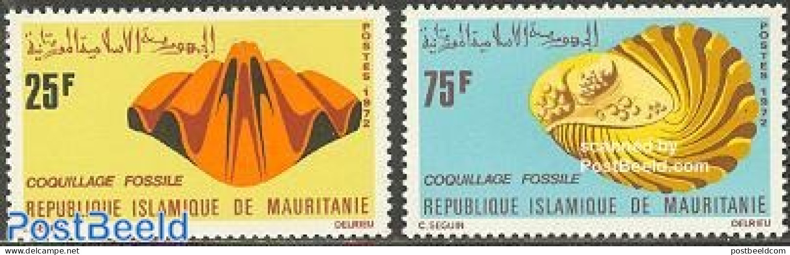 Mauritania 1972 Fossiles 2v, Mint NH, History - Nature - Geology - Prehistoric Animals - Shells & Crustaceans - Prehistóricos