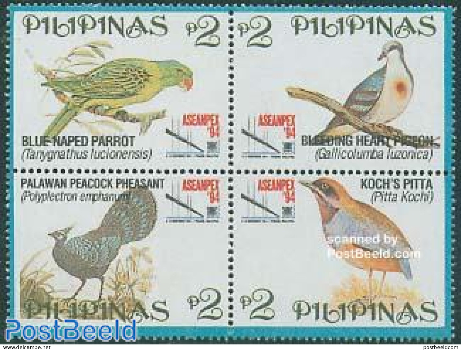 Philippines 1994 Aseanpex, Birds 4v [+], Mint NH, Nature - Birds - Philately - Filippijnen