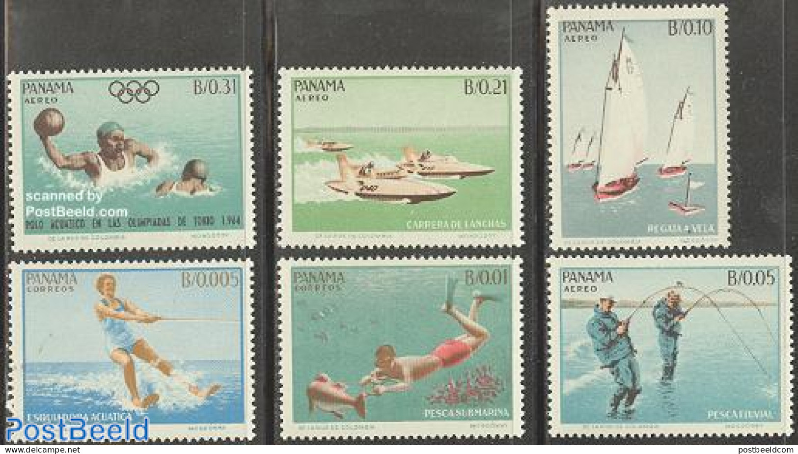 Panama 1964 Olympic Games & Sports 6v, Mint NH, Nature - Sport - Transport - Fish - Fishing - Diving - Olympic Games -.. - Fische