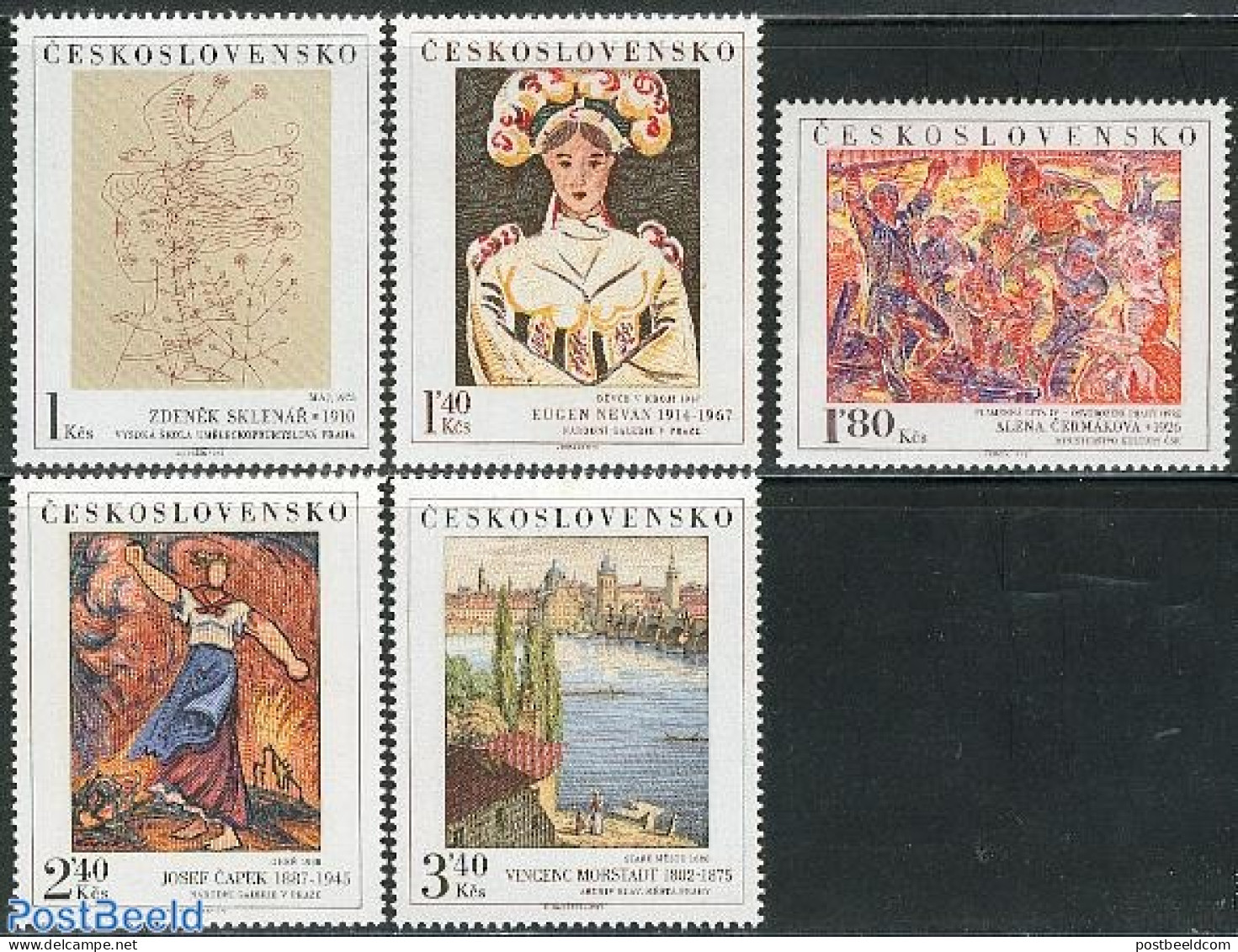 Czechoslovkia 1975 Paintings 5v, Mint NH, Transport - Fire Fighters & Prevention - Art - Modern Art (1850-present) - P.. - Autres & Non Classés