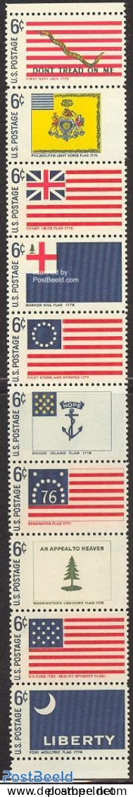 United States Of America 1968 Flags 10v (folded In Centre), Mint NH, History - Flags - Unused Stamps