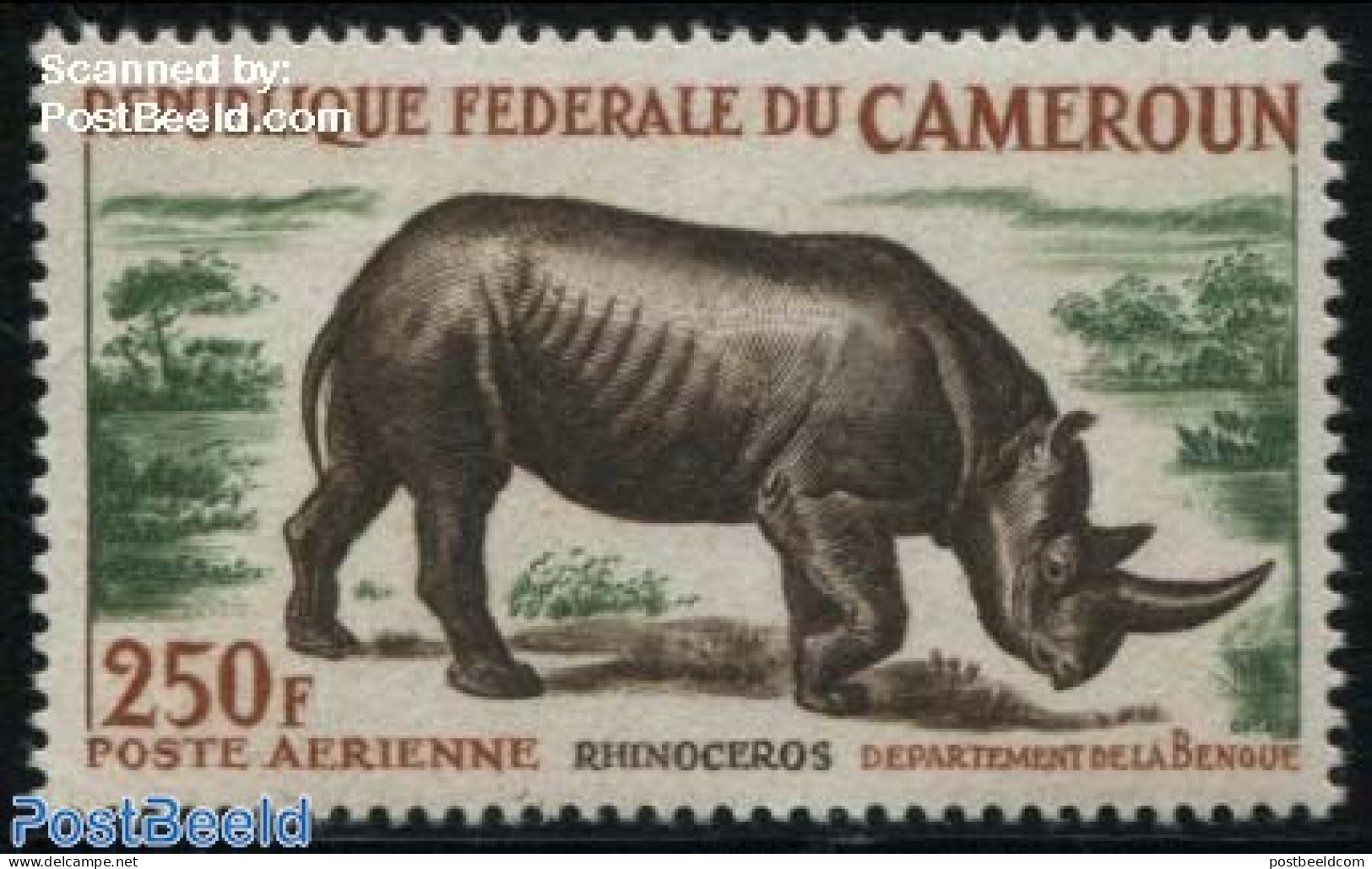 Cameroon 1964 Rhinoceros 1v, Mint NH, Nature - Animals (others & Mixed) - Rhinoceros - Camerun (1960-...)