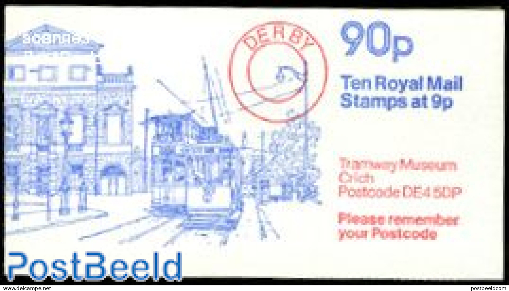 Great Britain 1979 Definitives Booklet, Tramway Museum, Selvedge Righ, Mint NH, Transport - Stamp Booklets - Railways .. - Ongebruikt