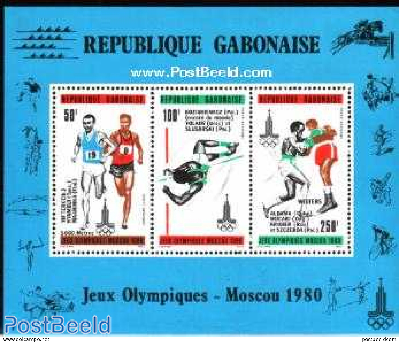 Gabon 1980 Olympic Winners S/s, Mint NH, Sport - Athletics - Boxing - Olympic Games - Ongebruikt