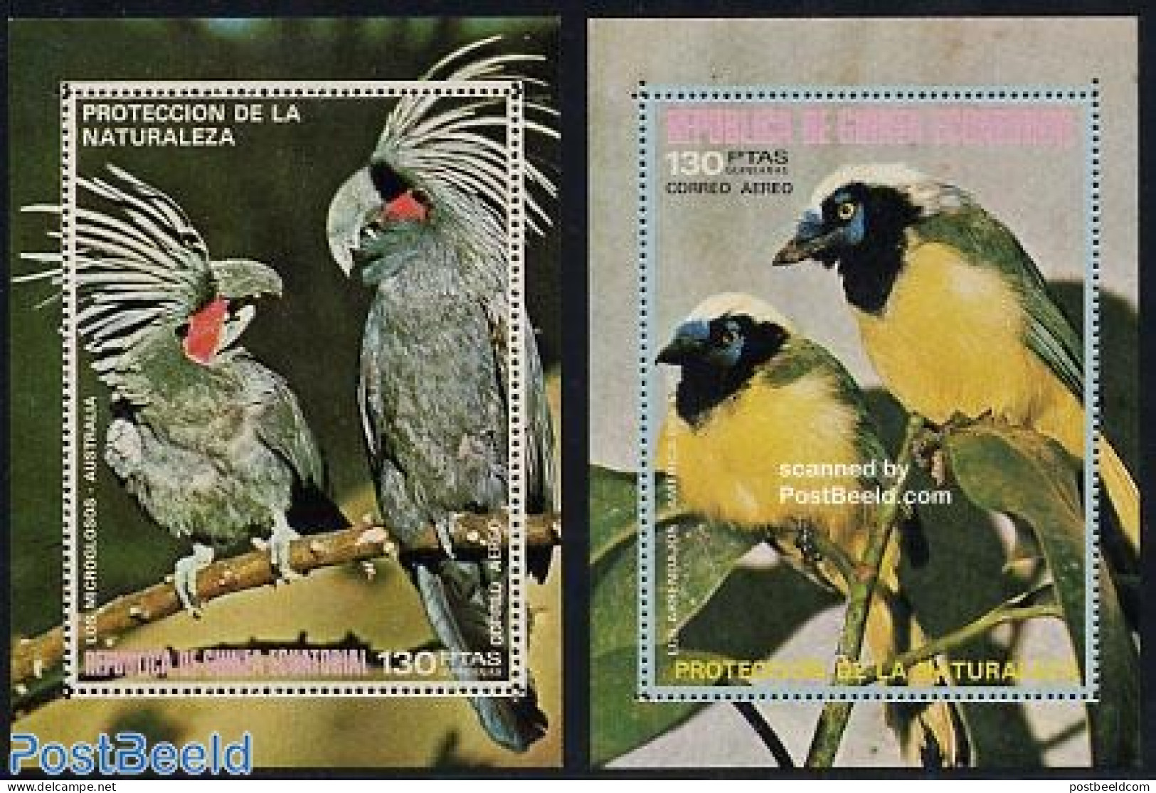 Equatorial Guinea 1974 Birds 2 S/s, Mint NH, Nature - Birds - Parrots - Guinée Equatoriale