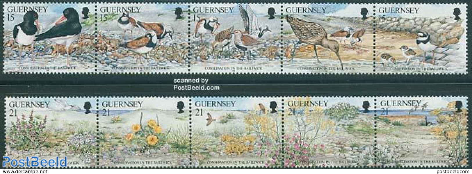 Guernsey 1991 Nature Conservation 2x5v [::::], Mint NH, Nature - Birds - Flowers & Plants - National Parks - Natuur