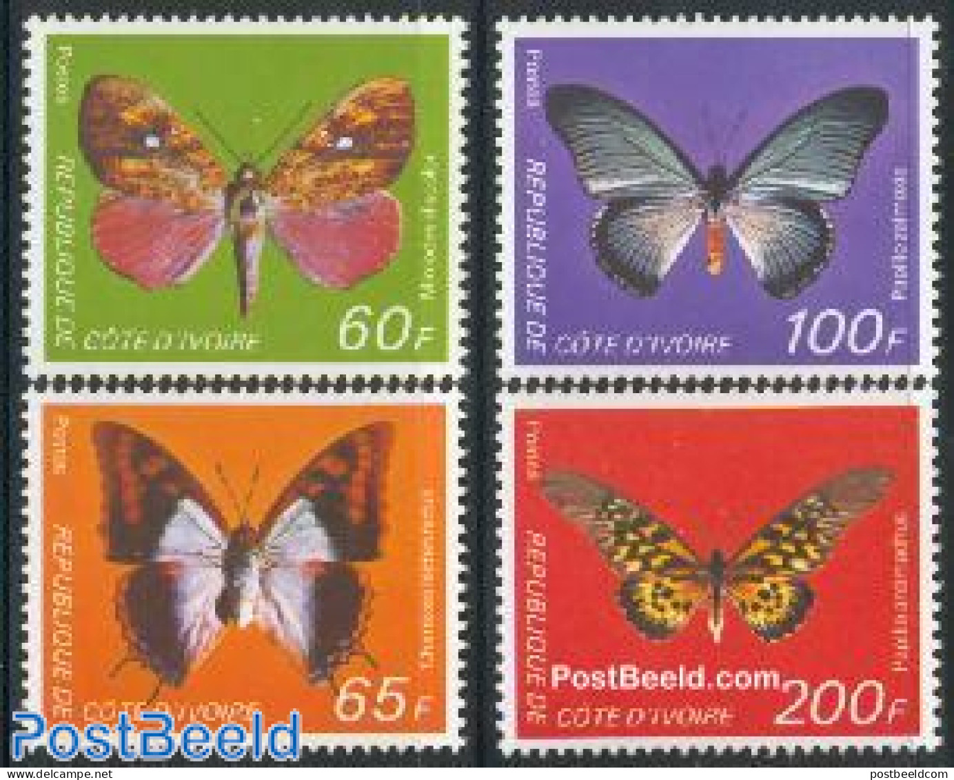 Ivory Coast 1978 Butterflies 4v, Mint NH, Nature - Butterflies - Unused Stamps