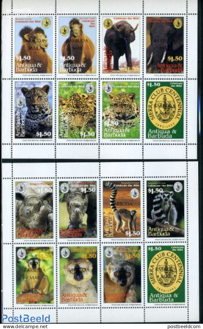 Barbuda 1994 Sierra Club 15v (2 M/s), Mint NH, Nature - Animals (others & Mixed) - Camels - Cat Family - Elephants - R.. - Barbuda (...-1981)