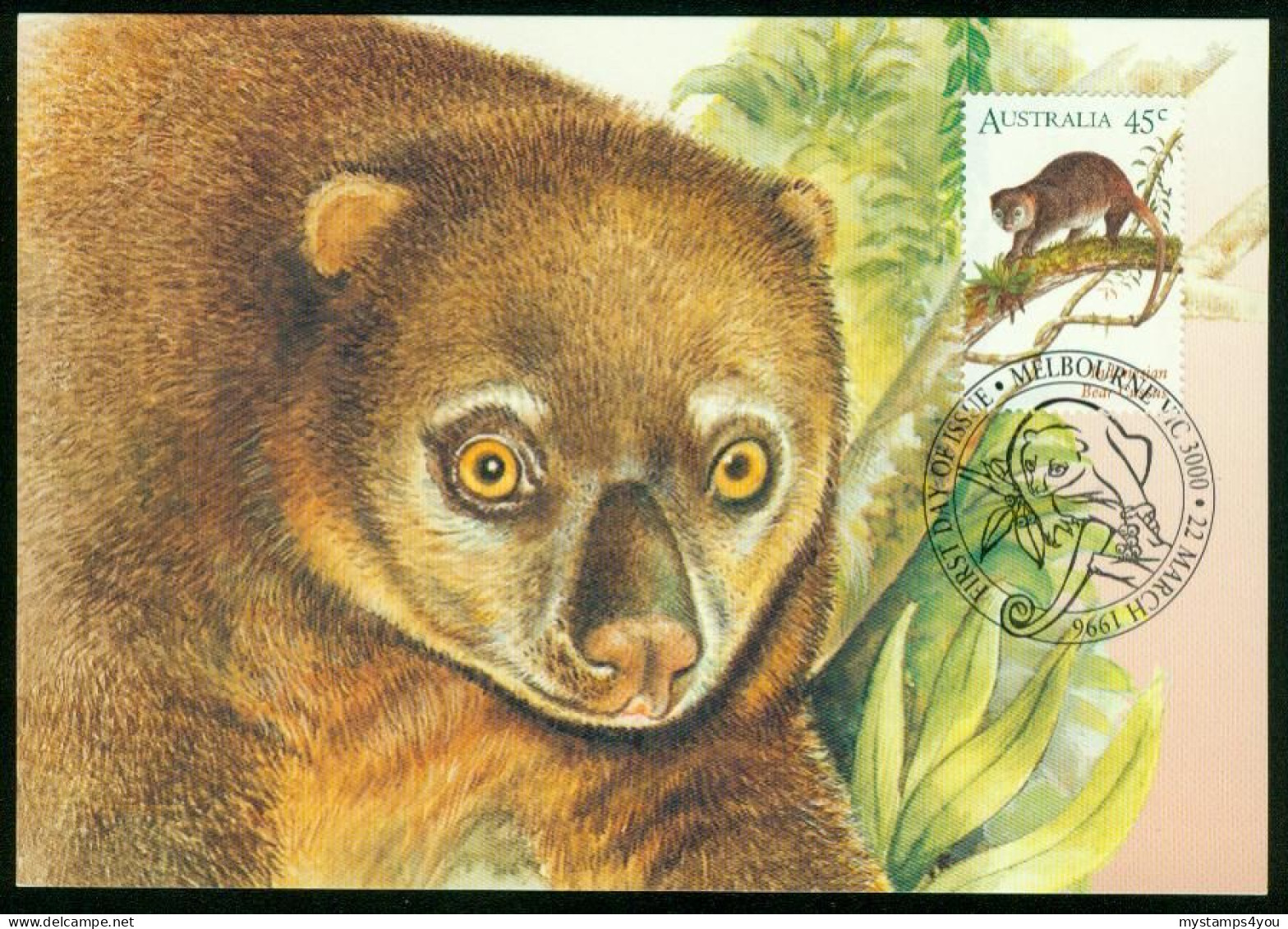 Mk Australia Maximum Card 1996 MiNr 1541 | Indonesian Bear Cuscus #max-0038 - Cartes-Maximum (CM)