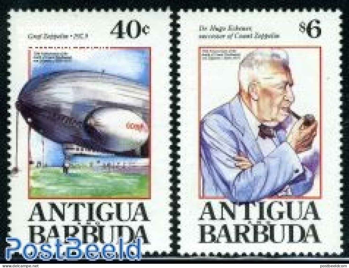 Antigua & Barbuda 1992 Zeppelin 2v, Mint NH, Transport - Zeppelins - Zeppelin