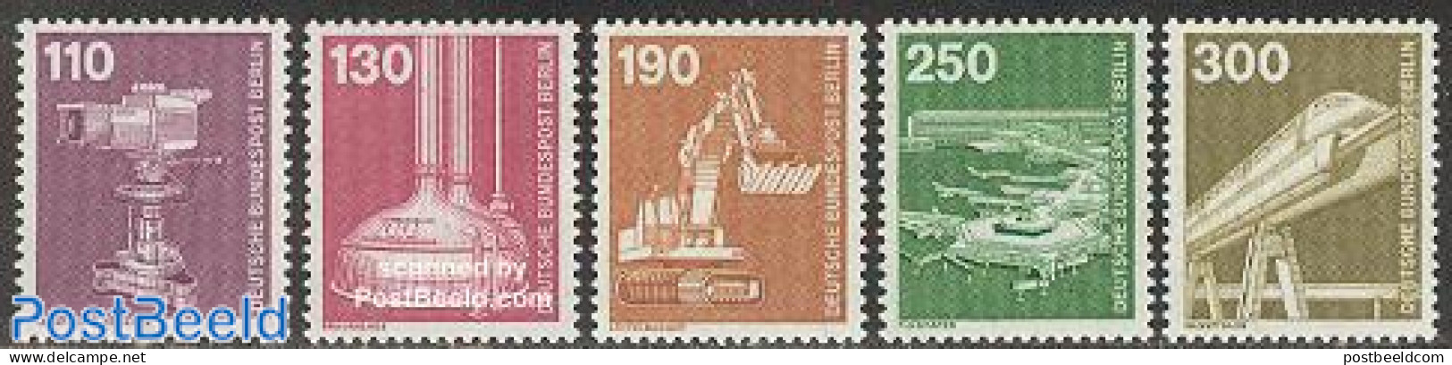 Germany, Berlin 1982 Definitives, Technics 5v, Mint NH, Performance Art - Transport - Radio And Television - Aircraft .. - Unused Stamps