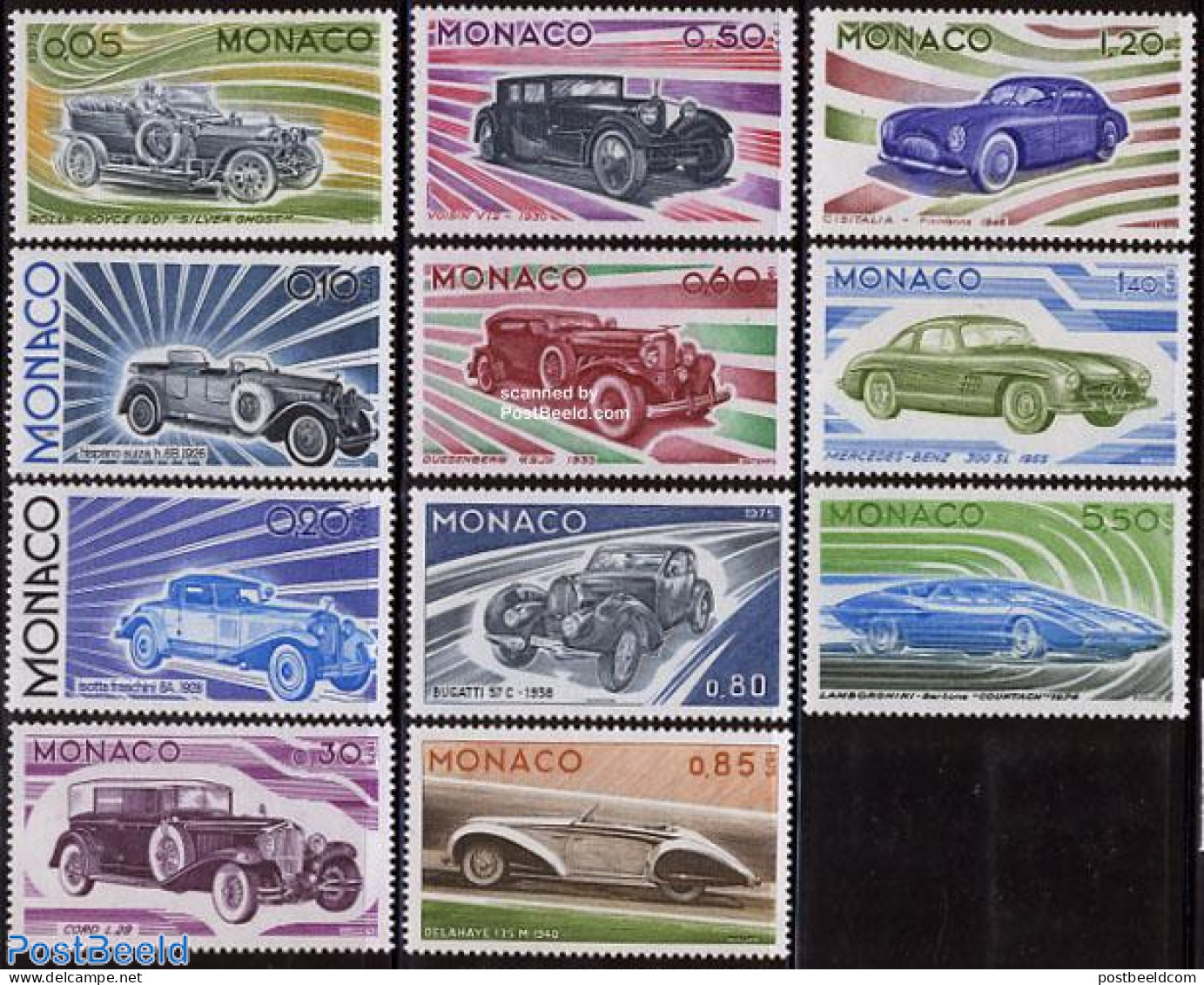 Monaco 1975 Automobiles 11v, Mint NH, Transport - Automobiles - Ongebruikt