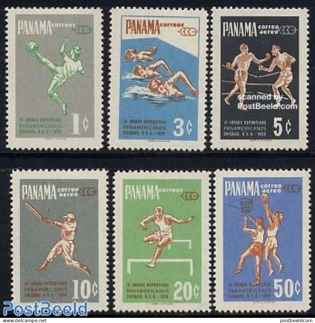 Panama 1959 Panamerican Games 6v, Mint NH, Sport - Athletics - Baseball - Basketball - Boxing - Football - Sport (othe.. - Leichtathletik