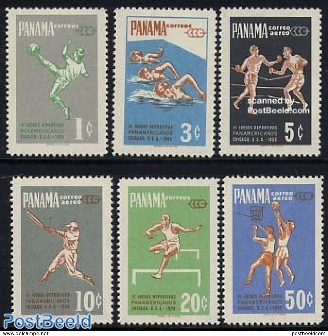 Panama 1959 Panamerican Games 6v, Mint NH, Sport - Athletics - Baseball - Basketball - Boxing - Football - Sport (othe.. - Athlétisme