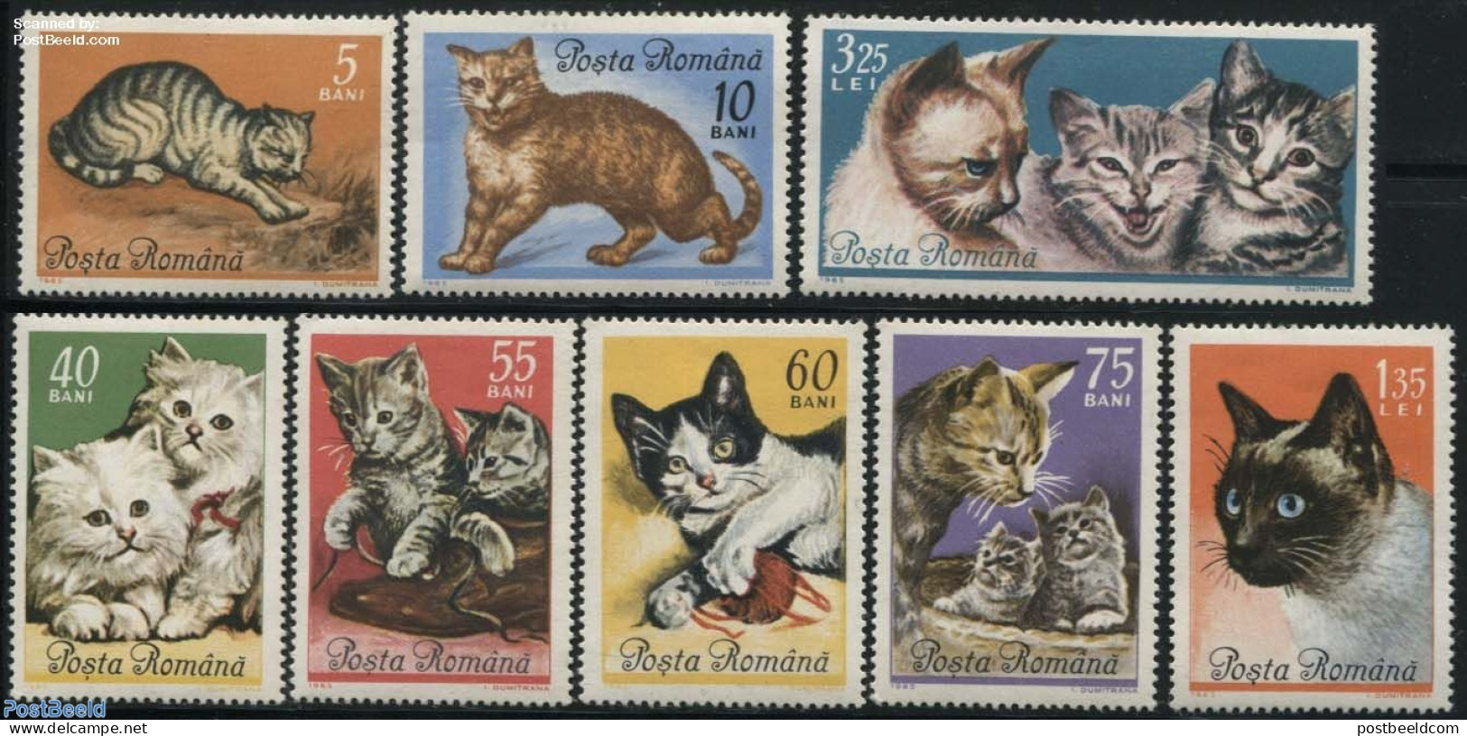 Romania 1965 Cats 8v, Mint NH, Nature - Cats - Unused Stamps