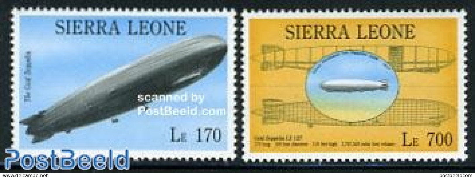 Sierra Leone 1993 Zeppelin 2v, Mint NH, Transport - Zeppelins - Zeppelins