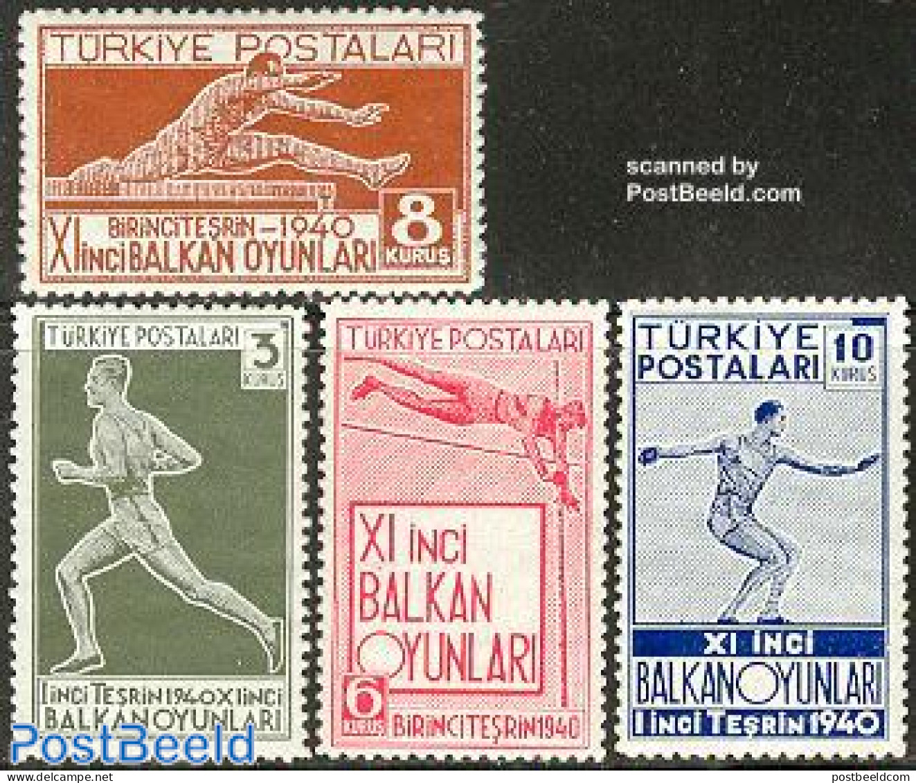 Türkiye 1940 Balkan Olympiade 4v, Mint NH, History - Sport - Europa Hang-on Issues - Athletics - Sport (other And Mix.. - Other & Unclassified