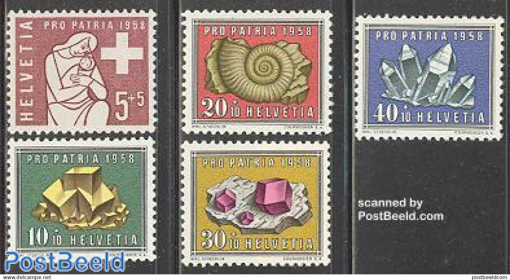 Switzerland 1958 Pro Patria 5v, Mint NH, History - Geology - Ongebruikt