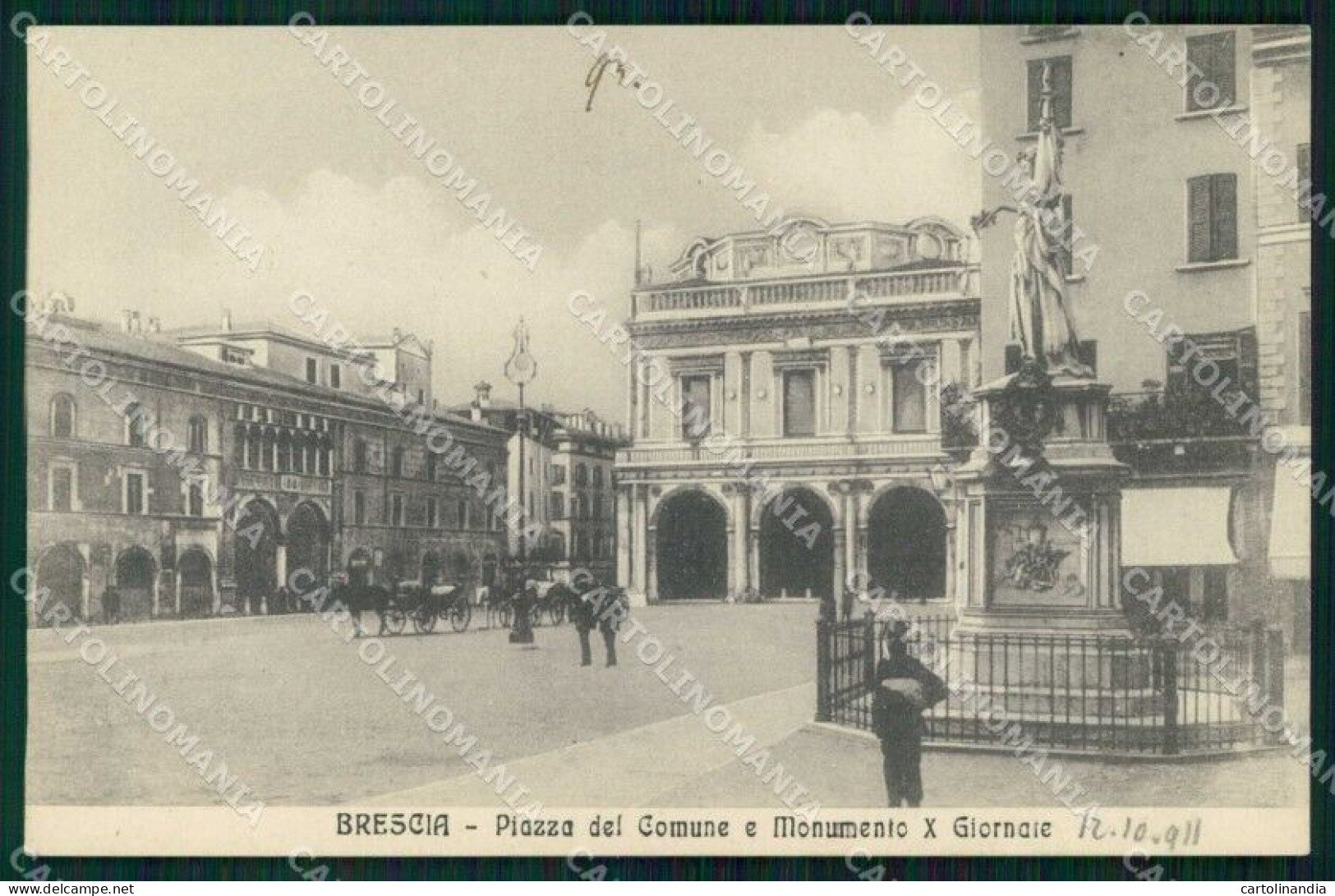 Brescia Città Piazza Del Comune Monumento X Giornate Cartolina RB6001 - Brescia