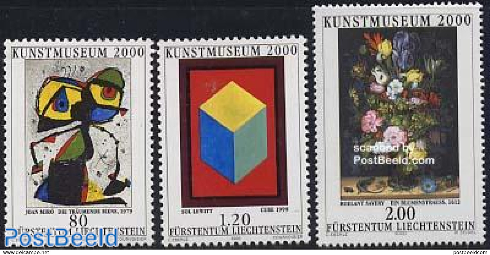 Liechtenstein 2000 Opening Of The New Vaduz Art Museum 3v, Mint NH, Nature - Animals (others & Mixed) - Flowers & Plan.. - Ongebruikt