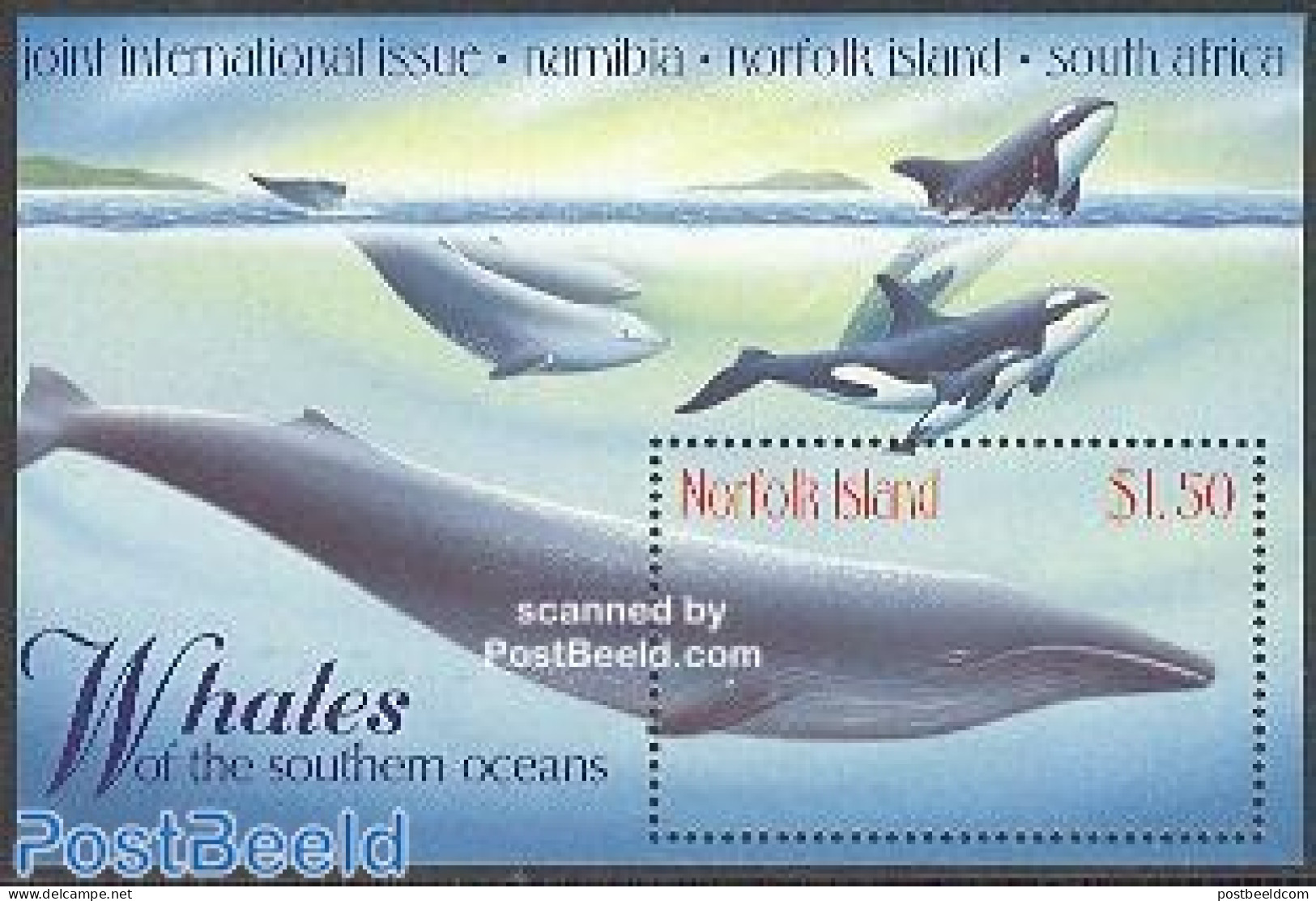 Norfolk Island 1998 Whales S/s, Mint NH, Nature - Various - Sea Mammals - Joint Issues - Emissioni Congiunte