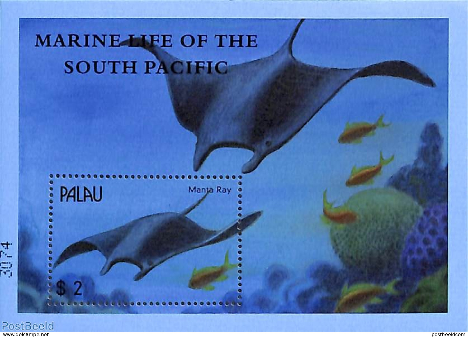 Palau 2000 Manta Ray S/s, Mint NH, Nature - Fish - Poissons