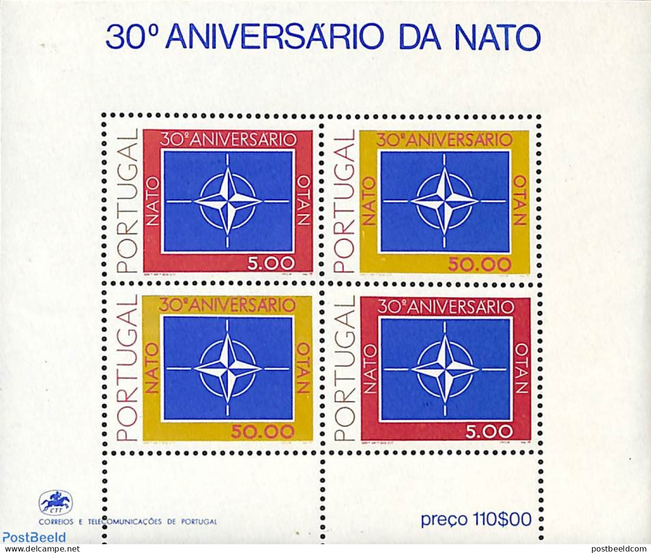 Portugal 1979 NATO 30th Anniversary S/s, Mint NH, History - Europa Hang-on Issues - NATO - Nuevos
