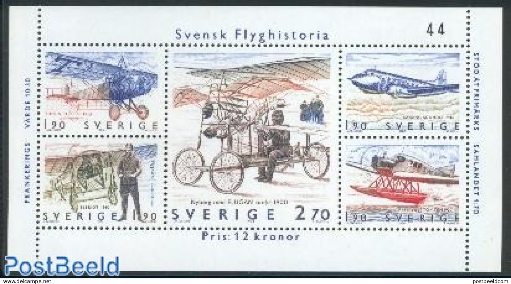 Sweden 1984 Aviation History S/s, Mint NH, Transport - Aircraft & Aviation - Ongebruikt