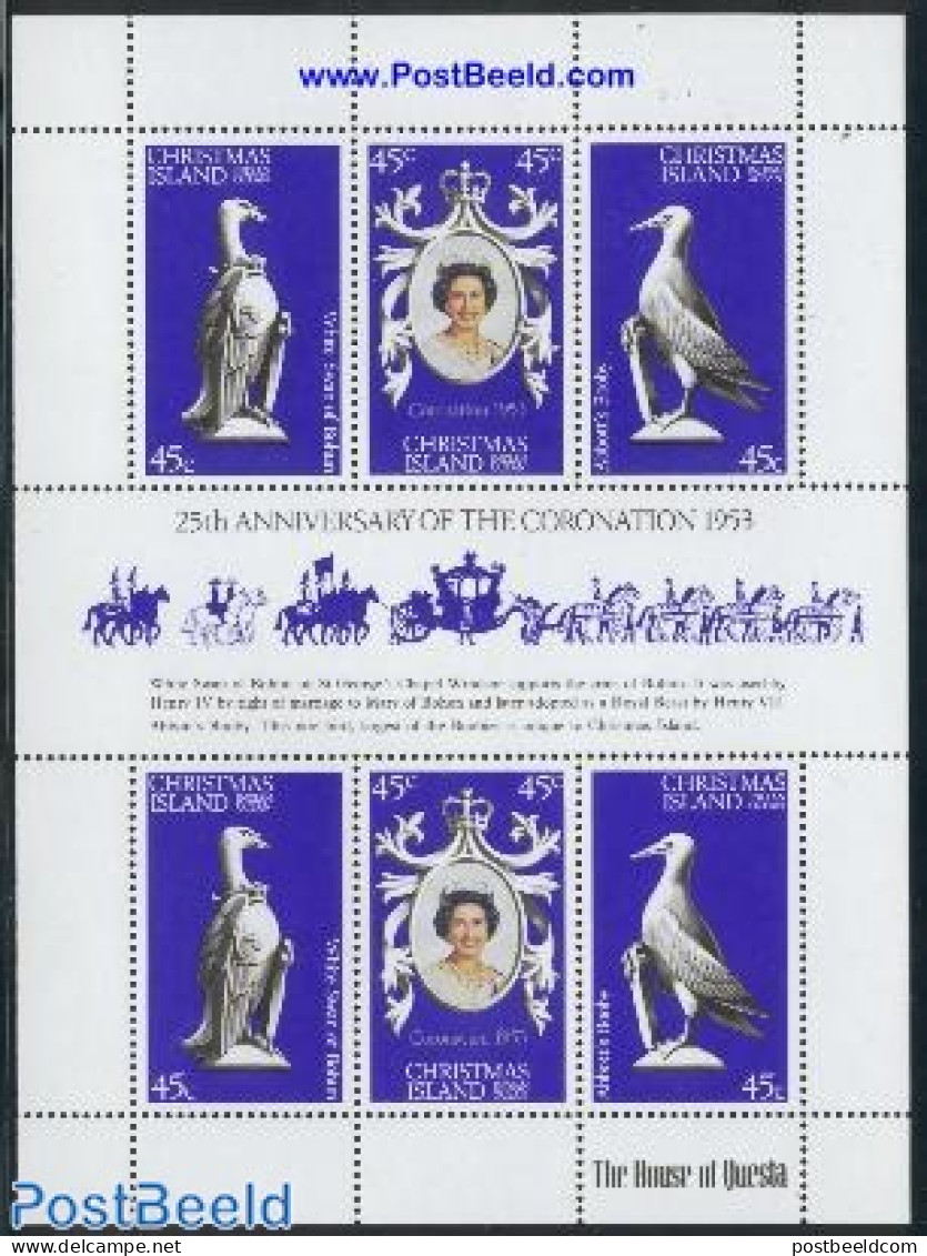 Christmas Islands 1978 Silver Coronation S/s, Mint NH, History - Nature - Kings & Queens (Royalty) - Birds - Koniklijke Families