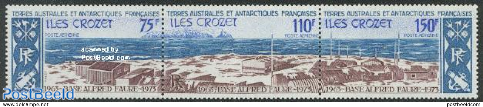 French Antarctic Territory 1974 Alfred Faure Station 3v [::], Mint NH, Science - The Arctic & Antarctica - Nuevos
