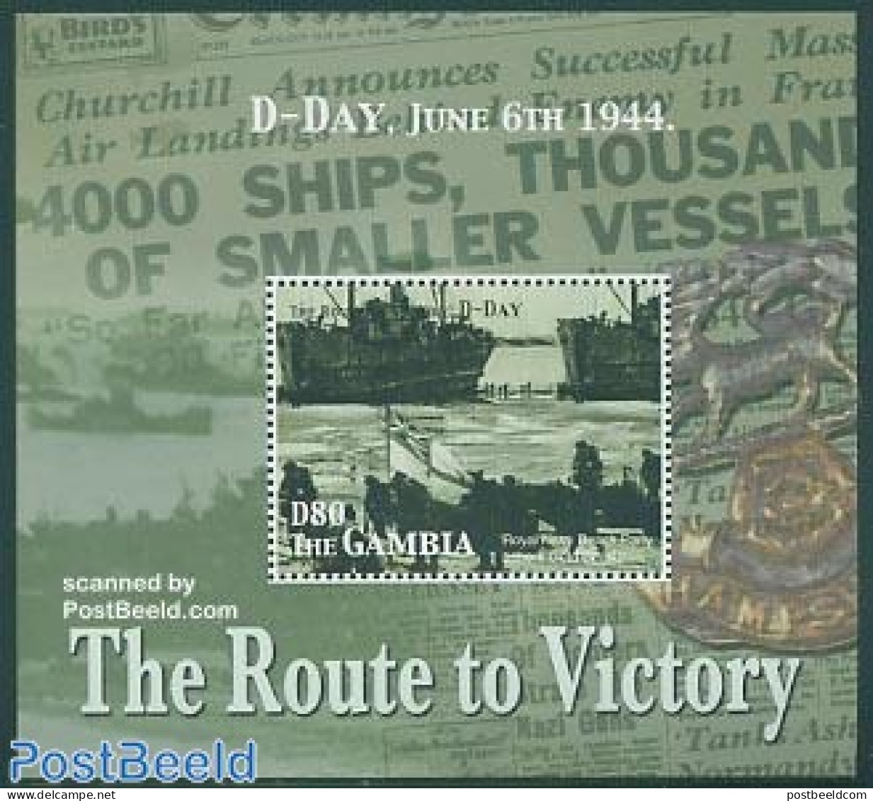 Gambia 2005 The Route To Victory S/s, D-Day, Mint NH, History - Transport - Flags - Militarism - World War II - Ships .. - Militares