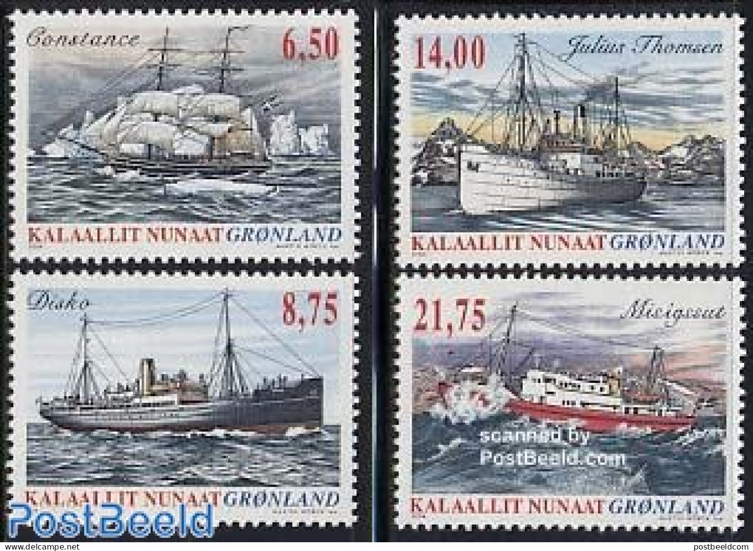 Greenland 2004 Ships 4v, Mint NH, Transport - Ships And Boats - Neufs
