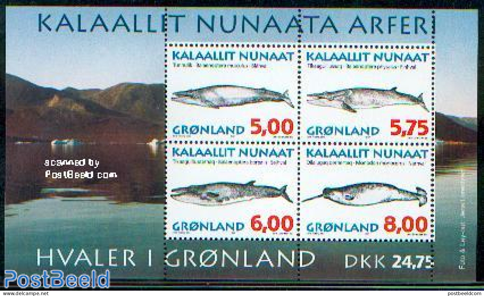 Greenland 1997 Whales S/s, Mint NH, Nature - Sea Mammals - Ongebruikt