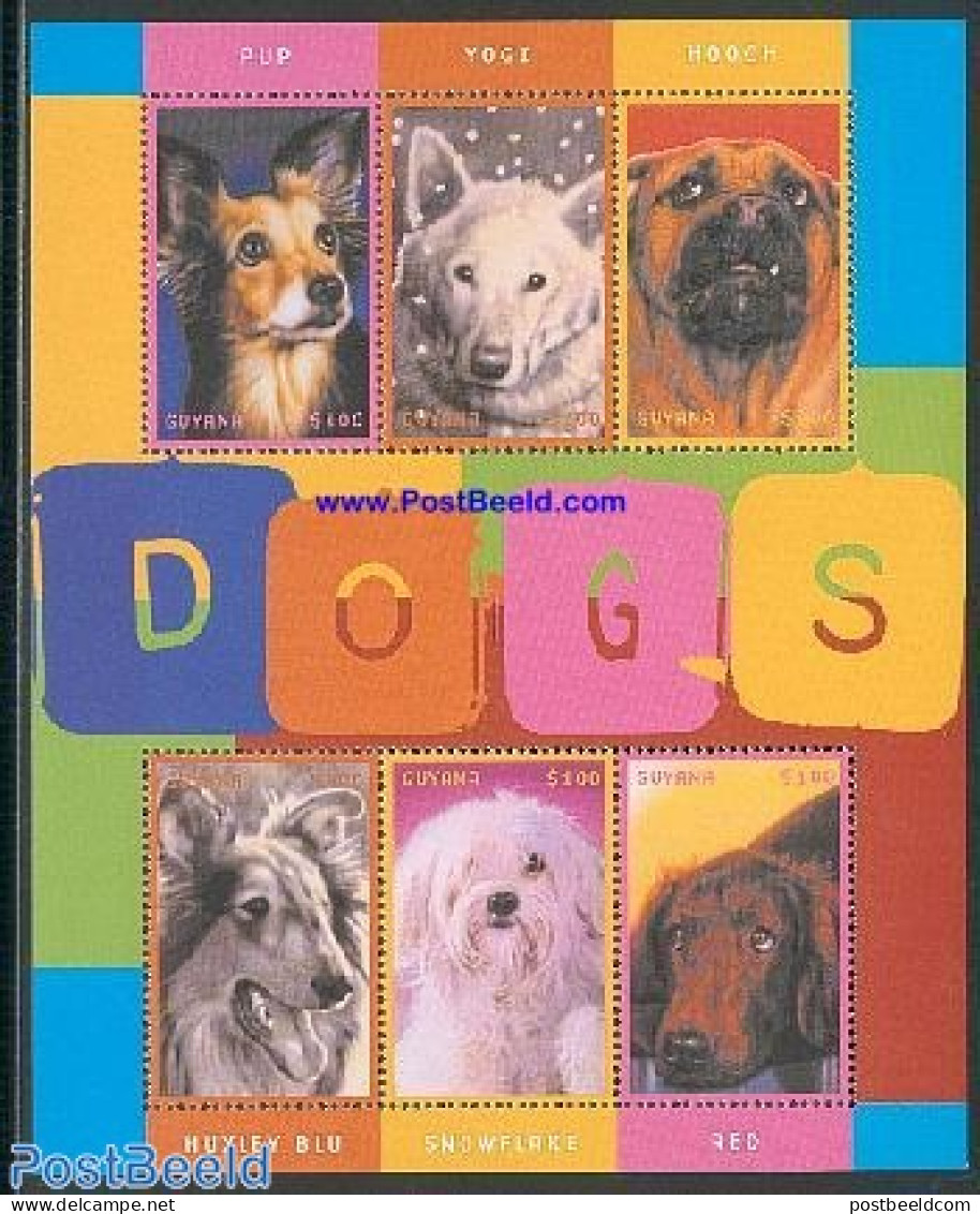 Guyana 2001 Film Dogs 6v M/s, Mint NH, Nature - Performance Art - Dogs - Movie Stars - Acteurs