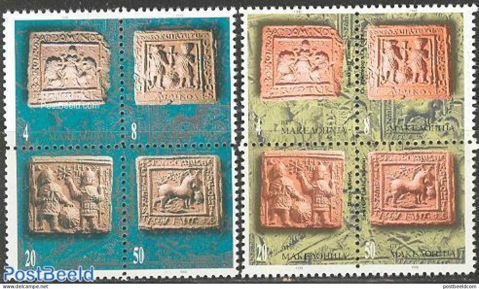 North Macedonia 1996 Terracotta Reliefs 8v (=2x[+]), Mint NH, History - Archaeology - Archeologie