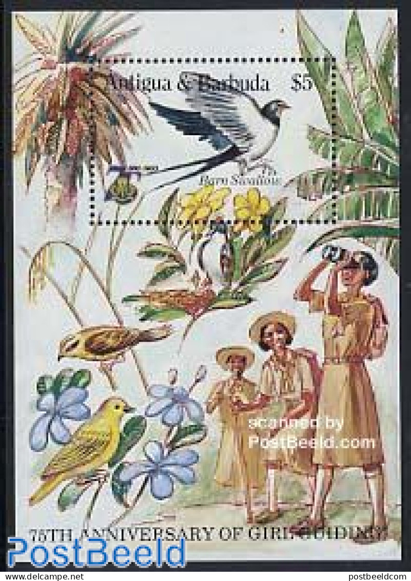 Antigua & Barbuda 1985 Girl Guides S/s, Mint NH, Nature - Sport - Birds - Scouting - Pigeons - Antigua And Barbuda (1981-...)