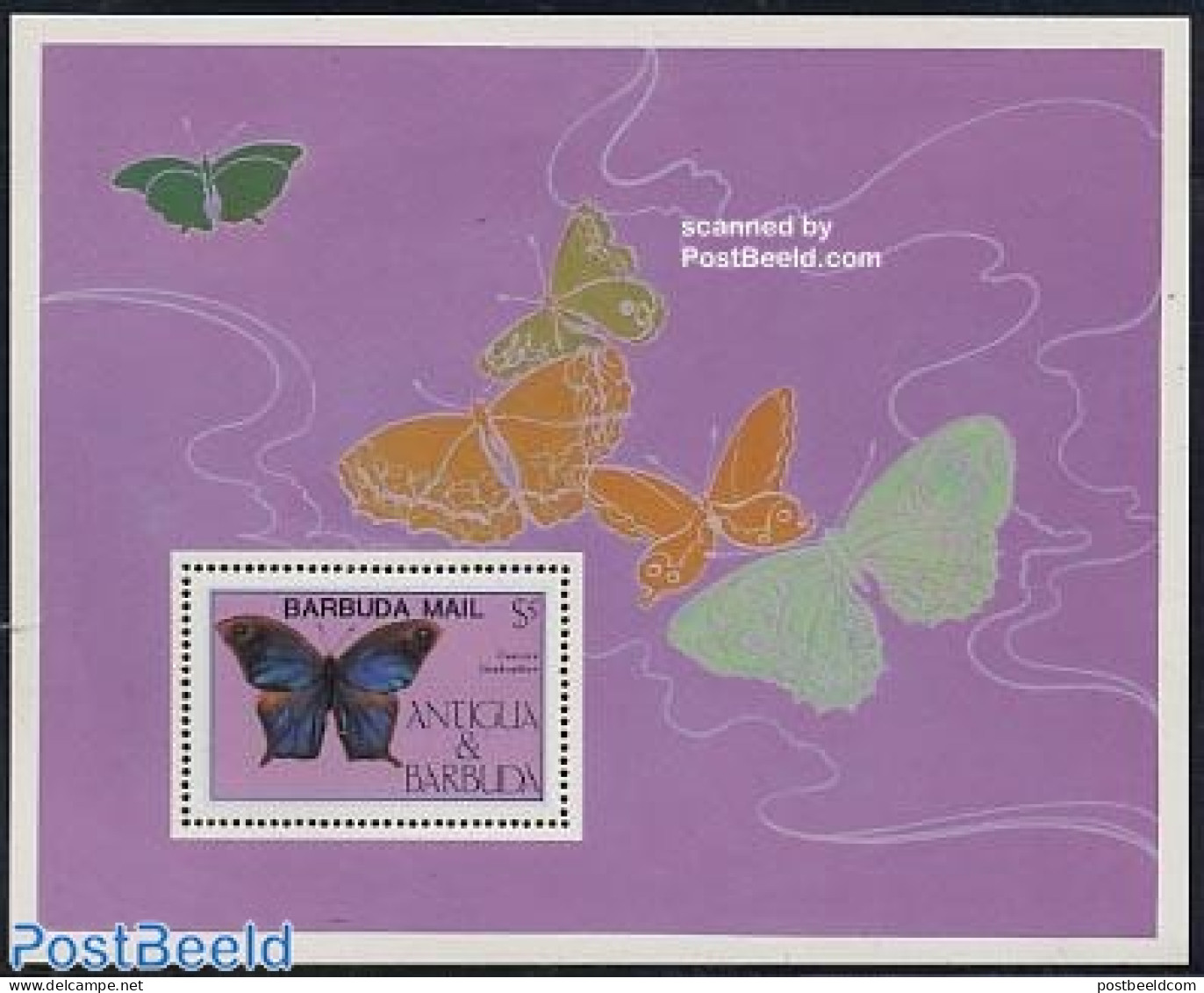 Barbuda 1985 Butterflies S/s, Mint NH, Nature - Butterflies - Barbuda (...-1981)