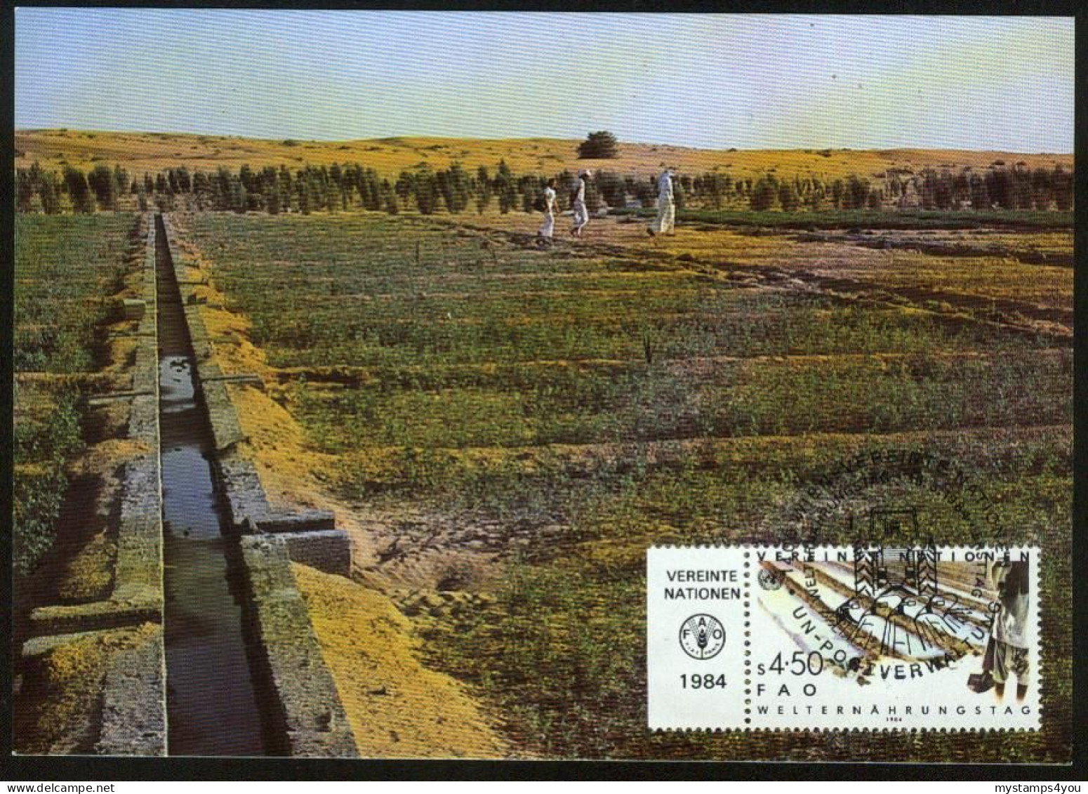 Mk UN Vienna (UNO) Maximum Card 1984 MiNr 39 | World Food Day. Irrigation #max-0039 - Cartoline Maximum