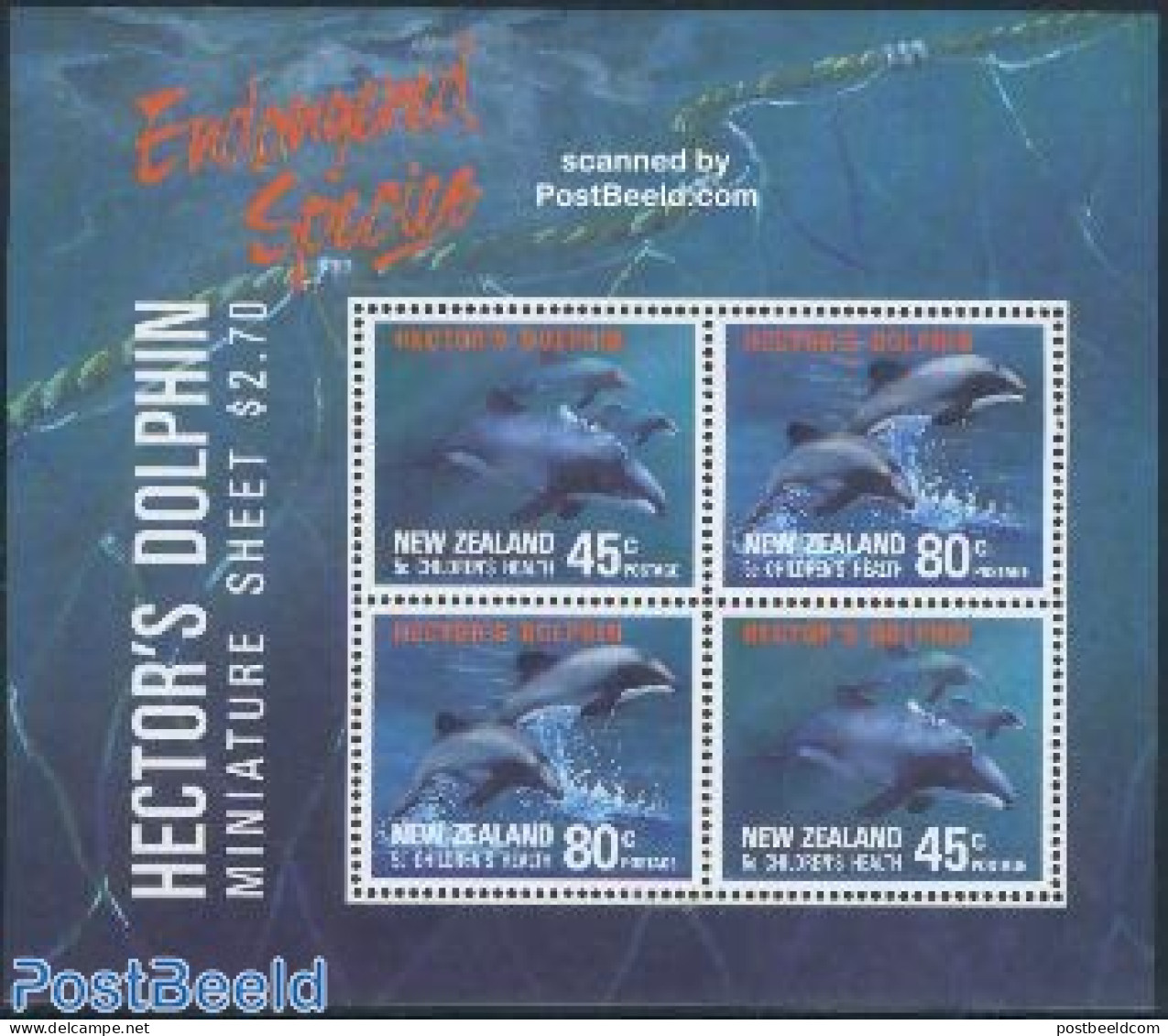 New Zealand 1991 Health, Dolphins S/s, Mint NH, Health - Nature - Health - Sea Mammals - Unused Stamps