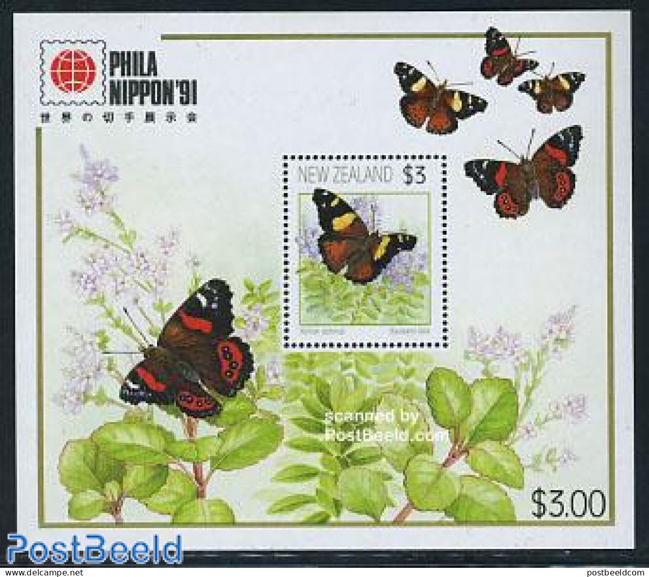 New Zealand 1991 Philanippon S/s, Butterfly, Mint NH, Nature - Butterflies - Ongebruikt