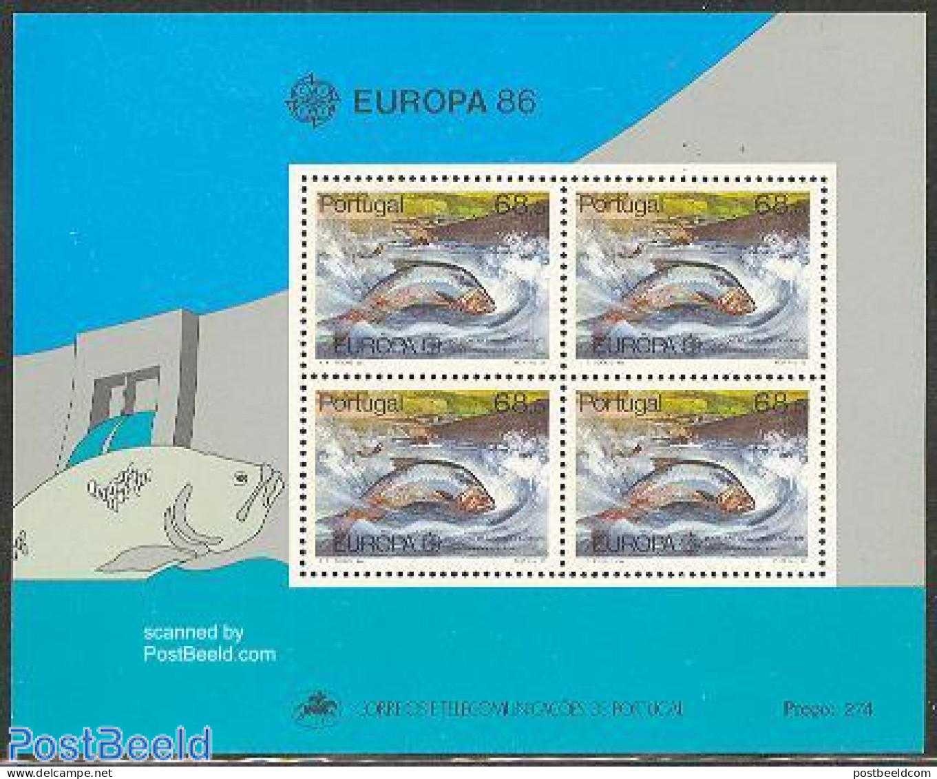 Portugal 1986 Europa, Fish S/s, Mint NH, History - Nature - Europa (cept) - Environment - Fish - Ongebruikt