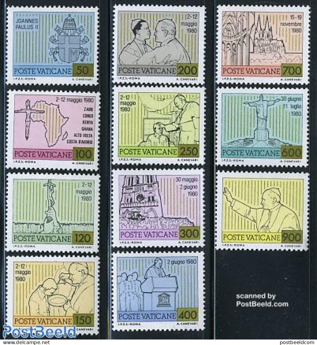 Vatican 1981 Definitives, Pope Travels 11v, Mint NH, Religion - Various - Pope - Religion - Maps - Neufs