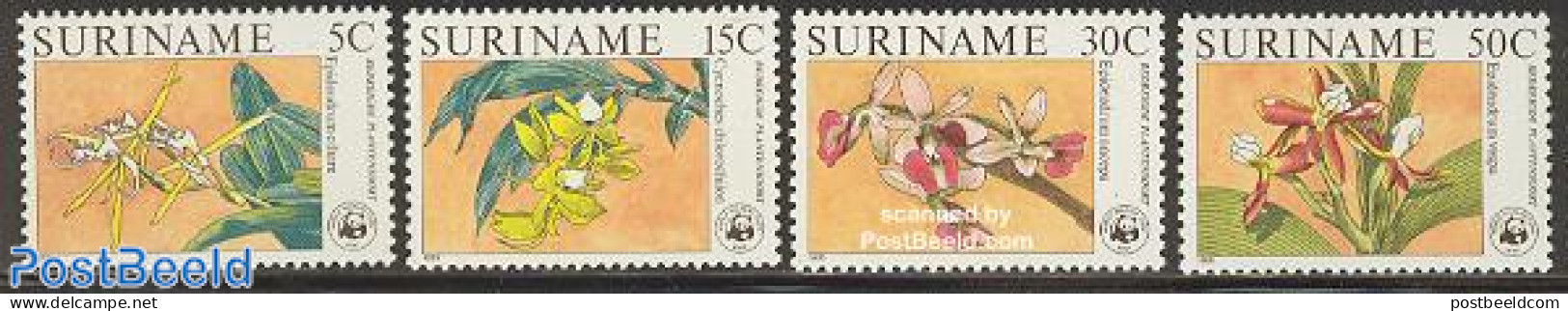 Suriname, Republic 1986 WWF, Orchids 4v, Mint NH, Nature - Flowers & Plants - Orchids - World Wildlife Fund (WWF) - Surinam