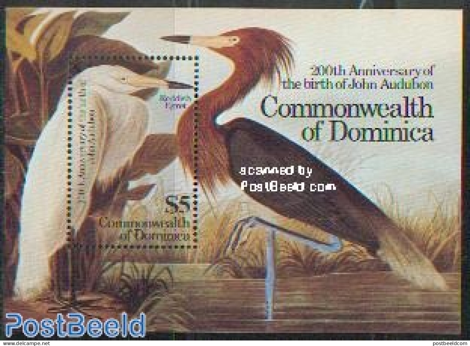Dominica 1985 J.J. Audubon S/s, Mint NH, Nature - Birds - Dominicaine (République)