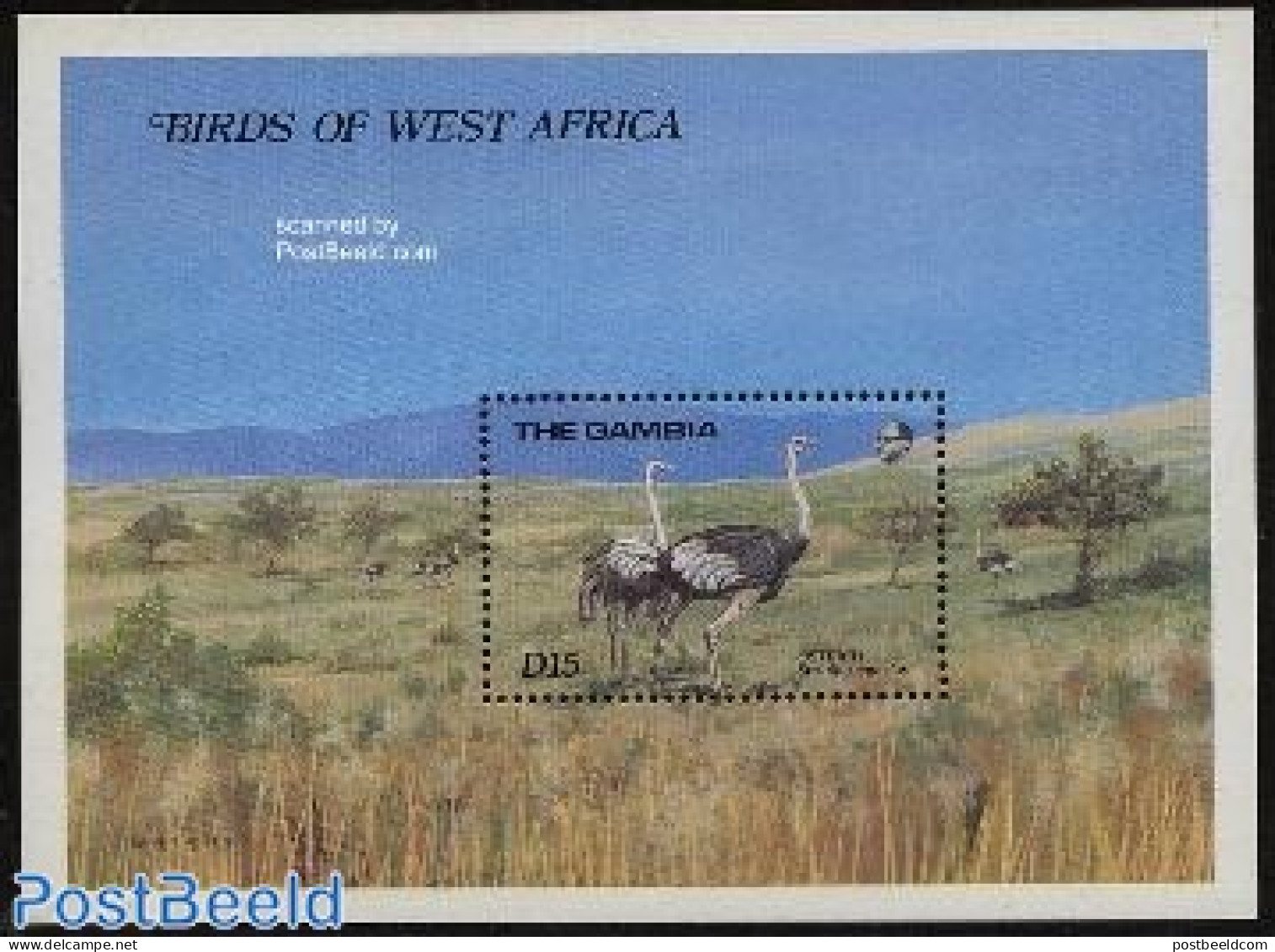 Gambia 1989 Ostrich S/s, Mint NH, Nature - Birds - Gambie (...-1964)
