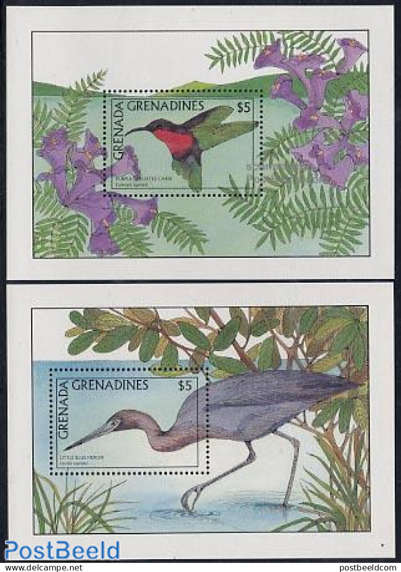 Grenada Grenadines 1988 Birds 2 S/s, Mint NH, Nature - Birds - Hummingbirds - Grenade (1974-...)