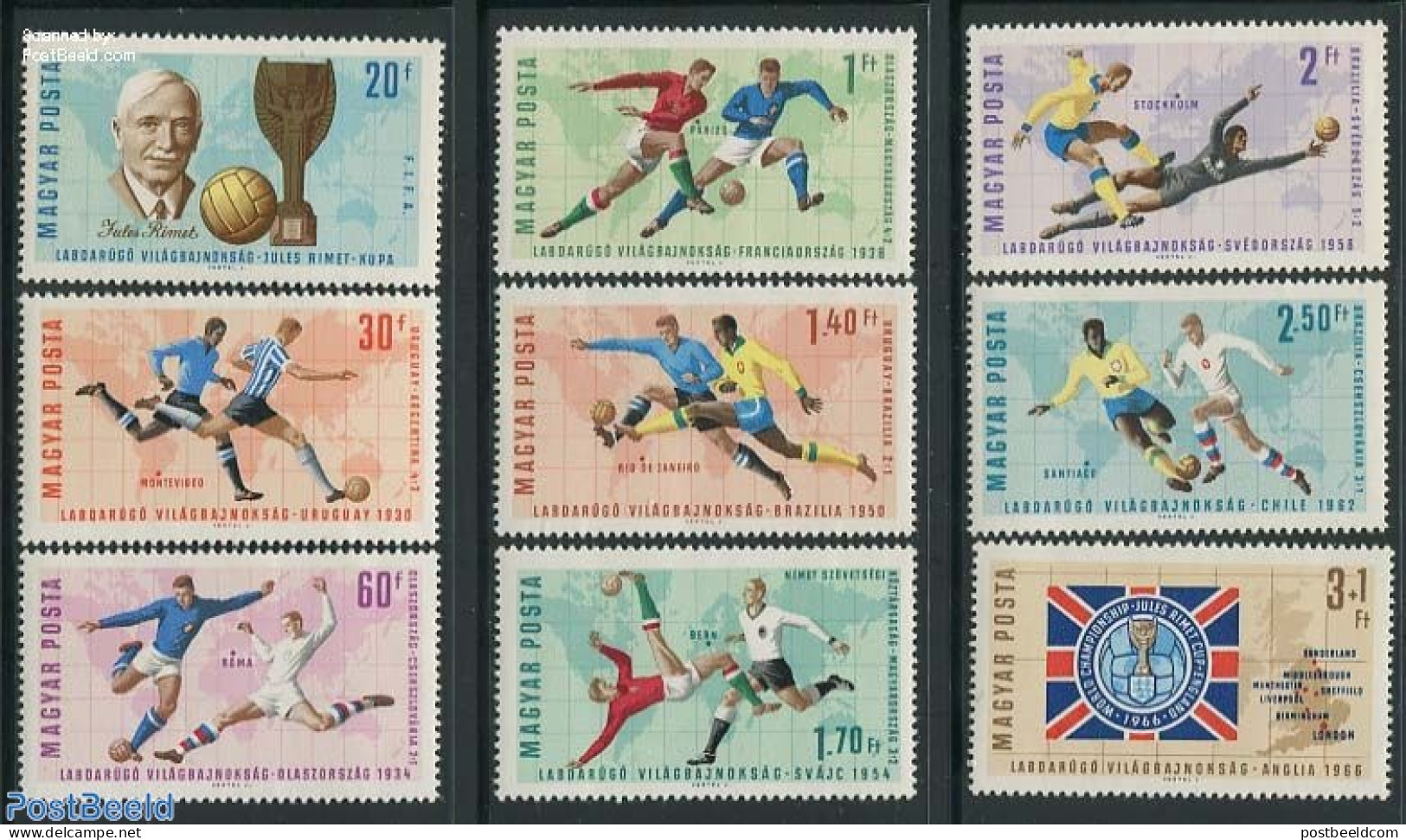 Hungary 1966 World Cup Football England 9v, Mint NH, Sport - Various - Football - Sport (other And Mixed) - Maps - Nuovi