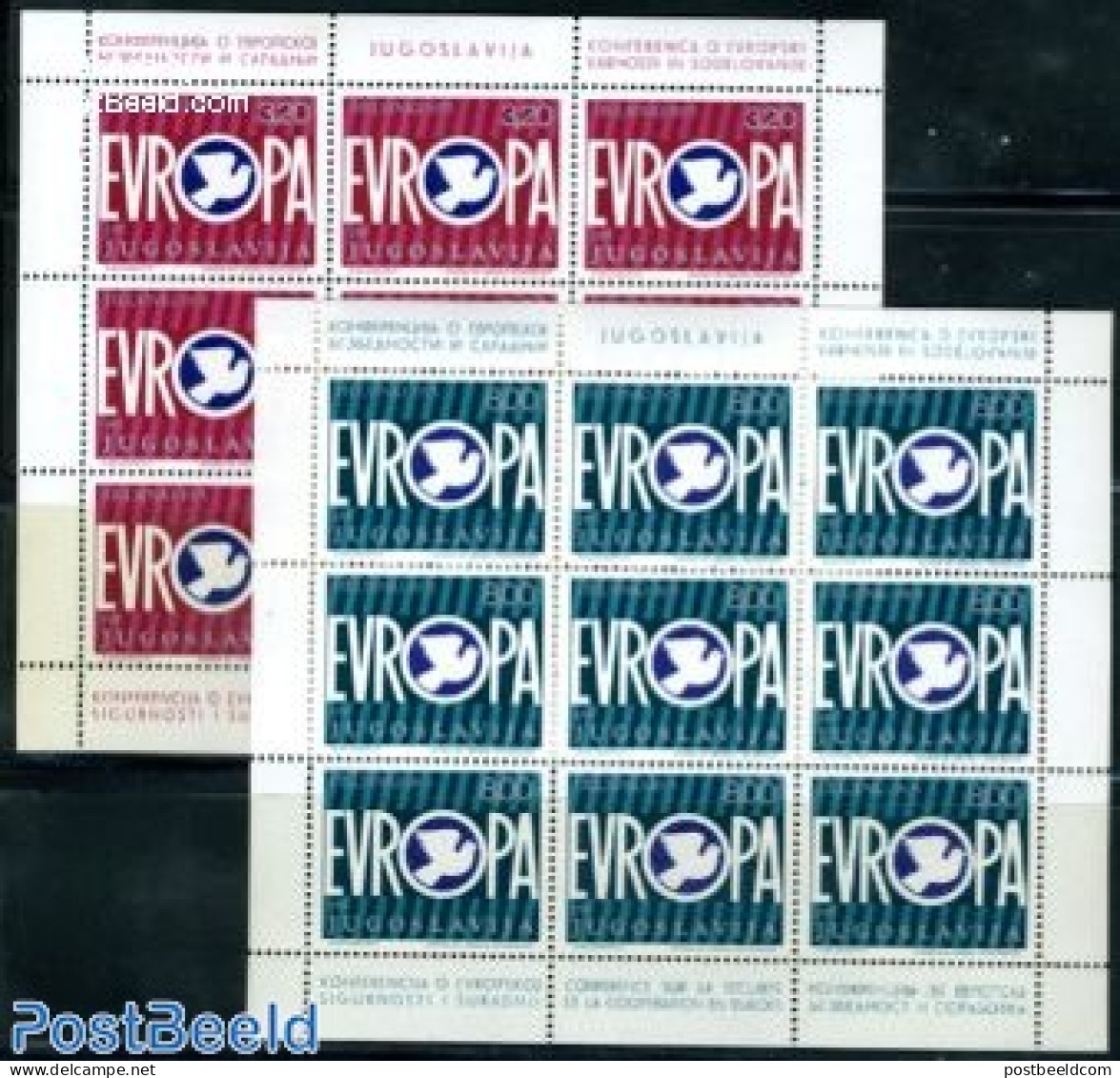 Yugoslavia 1975 KSZE Conference 2 M/ss, Mint NH, History - Europa Hang-on Issues - Neufs